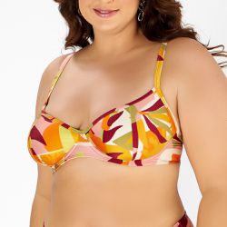 TOP MEIA TAÇA PLUS ESTAMPADO ABSTRATO SOLAR - Banho de Mar