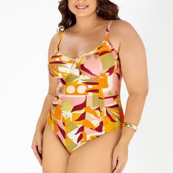 MAIO MEIA TAÇA PLUS ESTAMPADO ABSTRATO SOLAR - Banho de Mar