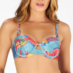 TOP COM BOJO E ALÇA TRANÇA ESTAMPADO CARDUME - Banho de Mar