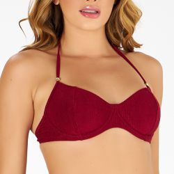 TOP MEIA TAÇA C/ ALÇA DECOR TEXTURIZADO HIBISCO - Banho de Mar