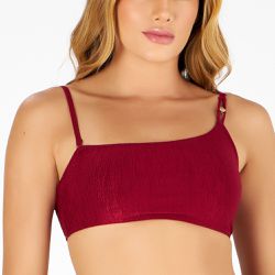 TOP ASSIMETRICO LISO HIBISCO - Banho de Mar