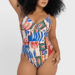 MAIÔ MEIA TAÇA ESTAMPADO ZERO BARRIGA LITORANEA - Banho de Mar