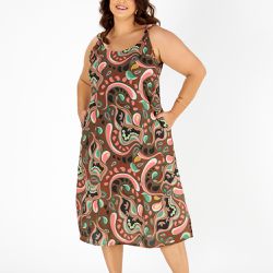 VESTIDO ARGOLAS COM BOLSO PLUS NATUREZA PSICODELIC - Banho de Mar