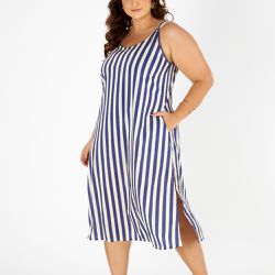 VESTIDO ARGOLAS COM BOLSO PLUS LISTRAS NETUNO - Banho de Mar