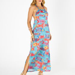 VESTIDO FRENTE UNICA COM AMARRACAO CARDUME - Banho de Mar
