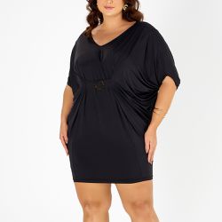 VESTIDO BLUSAO GOLA V PRETO - Banho de Mar