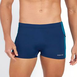 SUNGA BOXER COM ZIPER MARINHO COM VERDE PETROLEO - Banho de Mar
