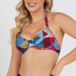 TOP MEIA TAÇA ALÇA TRANÇA ESTAMPADO FOLHAGEM TROPI... - Banho de Mar