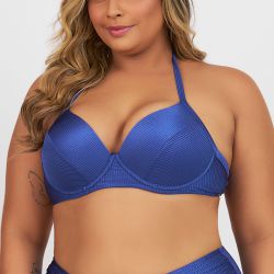 TOP COM BOJO E RECORTE LISO INDIGO - Banho de Mar