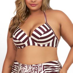 TOP COM BOJO RECORTE ESTAMPADO CLASSIC STRIPES - Banho de Mar