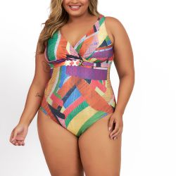 BODY MAIÔ MODELADOR ESTAMPADO MODERN TEX - Banho de Mar