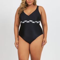 BODY MAIO CLASSIC TRANCA BICOLOR LISO PRETO - Banho de Mar