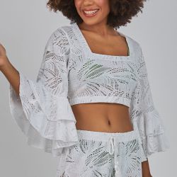 TOP CROPPED LAISE BRANCO - Banho de Mar