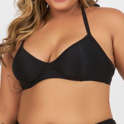 TOP MEIA TAÇA PLUS LISO PRETO - Banho de Mar