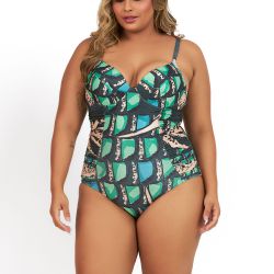 BODY MAIÔ COM BOJO E RECORTE PLUS ESTAMPADO BOTANI... - Banho de Mar
