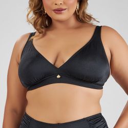 TOP PLUS DECOTE V LISO PRETO - Banho de Mar