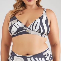TOP PLUS DECOTE V ESTAMPADO GRAFISMO ETNICO - Banho de Mar