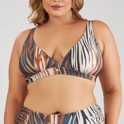 TOP PLUS DECOTE V ESTAMPADO PELE SELVAGEM - Banho de Mar