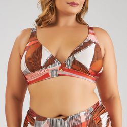 TOP PLUS DECOTE V ESTAMPADO TRAMA CALIENTE - Banho de Mar