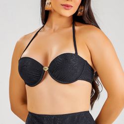TOP BUSTIE COM BOJO DELUXE PRETO - Banho de Mar