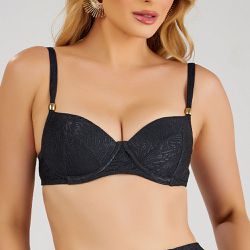 TOP COM BOJO MEIA TAÇA DELUXE PRETO - Banho de Mar