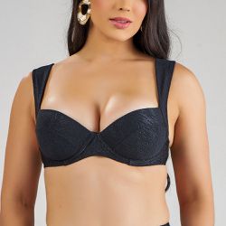 TOP COM BOJO E ALÇA OMBRÊ PRETO - Banho de Mar