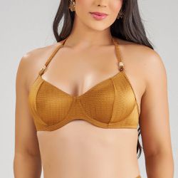 TOP MEIA TAÇA COM ARCO HIT ALÇAS BIJOUX LISO CARAM... - Banho de Mar