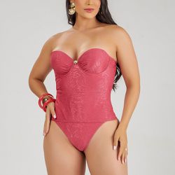 MAIÔ BUSTIÊ FAIXA FIO ZERO BARRIGA PIMENTA DOCE - Banho de Mar