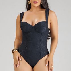 MAIÔ COM BOJO E ALÇA OMBRÊ ZERO BARRIGA PRETO - Banho de Mar
