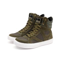 Tenis Sneaker Bawmi Cano Alto Feminino Verde Milit... - BAWMI