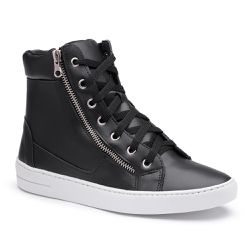 Tenis Vegano Bawmi Cano Alto Feminino Preto com Zi... - BAWMI