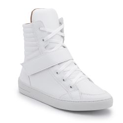 Tenis Vegano Bawmi Cano Alto Feminino Branco com T... - BAWMI