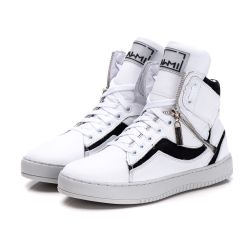 Tenis Sneaker Bawmi Cano Alto Feminino Branco / Pr... - BAWMI