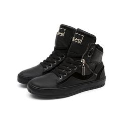Tenis Sneaker Bawmi Cano Alto Feminino Preto com Z... - BAWMI