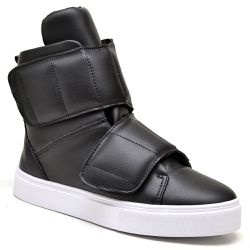 Tenis Vegano Bawmi Cano Alto Feminino Preto com Ti... - BAWMI