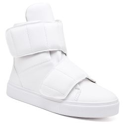 Tenis Vegano Bawmi Cano Alto Feminino Branco com T... - BAWMI