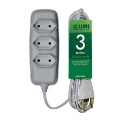 EXTENSAO ELETRICA 03MT 10A 250V CINZA ILUMI - COLOMARTI FERRAMENTAS