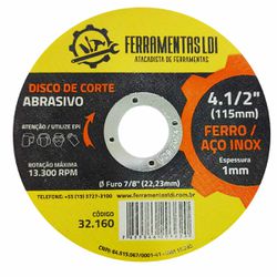 Disco de Corte Fino 4.1/2 115mm Inox Ferro - LDI F... - COLOMARTI FERRAMENTAS