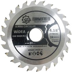 SERRA CIRC.WIDIA 4.3/8 X 24 DENTES FURO 20 LDI C-2 - COLOMARTI FERRAMENTAS