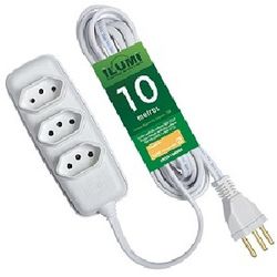 EXTENSAO ELETRICA 10MT 10A 250V CINZA ILUMI - COLOMARTI FERRAMENTAS