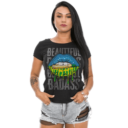 Camiseta Baby Look Feminina Beautiful Badass Brasi... - b2b-team6.com.br