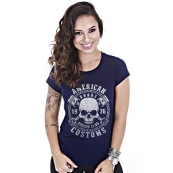 Camiseta Baby Look Feminina Old Car American Skull... - b2b-team6.com.br