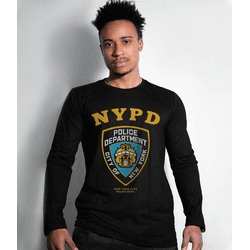 Camiseta Manga Longa Police NYPD Frente e Costas -... - b2b-team6.com.br
