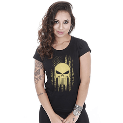 Camiseta Militar Baby Look Feminina Punisher EUA -... - b2b-team6.com.br