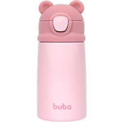 Garrafa Térmica Com Canudo Ursinho 320Ml - Rosa - ... - BEDOT