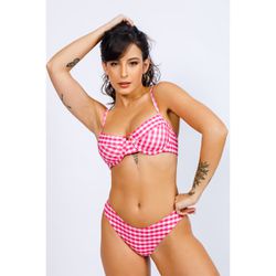 Conjunto de Biquíni Retro Asa Delta - Xadrez Rosa ... - Bela Lolitta