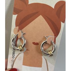 Brinco Argola Golden e Silver - Ródio M - 00354 - ISABELA MATTOS ACESSÓRIOS