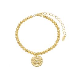 Pulseira Medalha Olho Grego Ouro - 00369 - ISABELA MATTOS ACESSÓRIOS