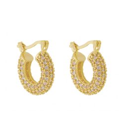 Brinco Argola Mini Cravejada Ouro - 00366 - ISABELA MATTOS ACESSÓRIOS