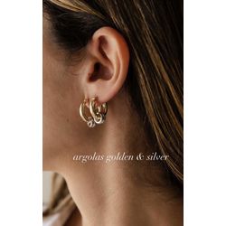 Brinco Argola Golden e Silver - Ouro M - 00288 - ISABELA MATTOS ACESSÓRIOS